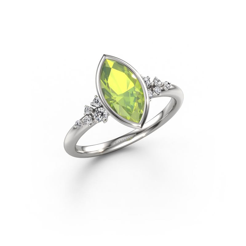 Image of Engagement ring Aliyah MRQ 585 white gold Peridot 11x5.5 mm