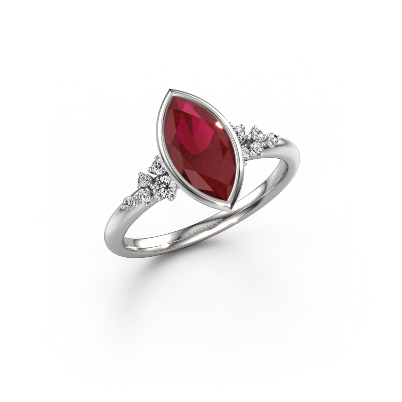 Image of Engagement ring Aliyah MRQ 950 platinum Ruby 11x5.5 mm