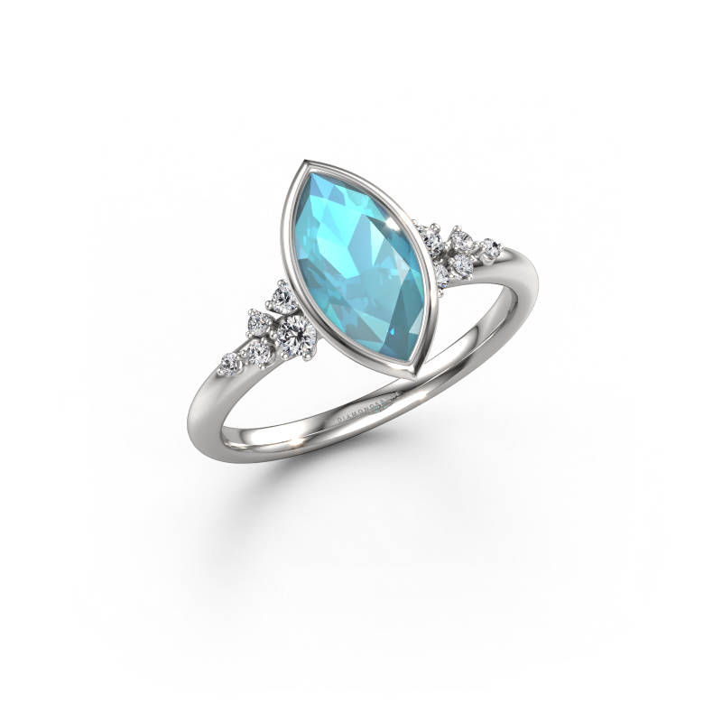Image of Engagement ring Aliyah MRQ 950 platinum Blue topaz 11x5.5 mm