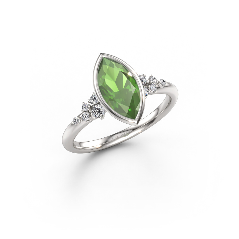 Afbeelding van Verlovingsring Aliyah MRQ 950 platina Toermalijn groen 11x5.5 mm