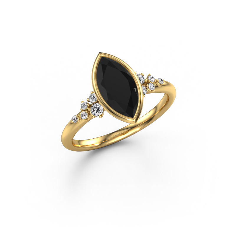 Image of Engagement ring Aliyah MRQ 585 gold Black diamond 1.633 crt