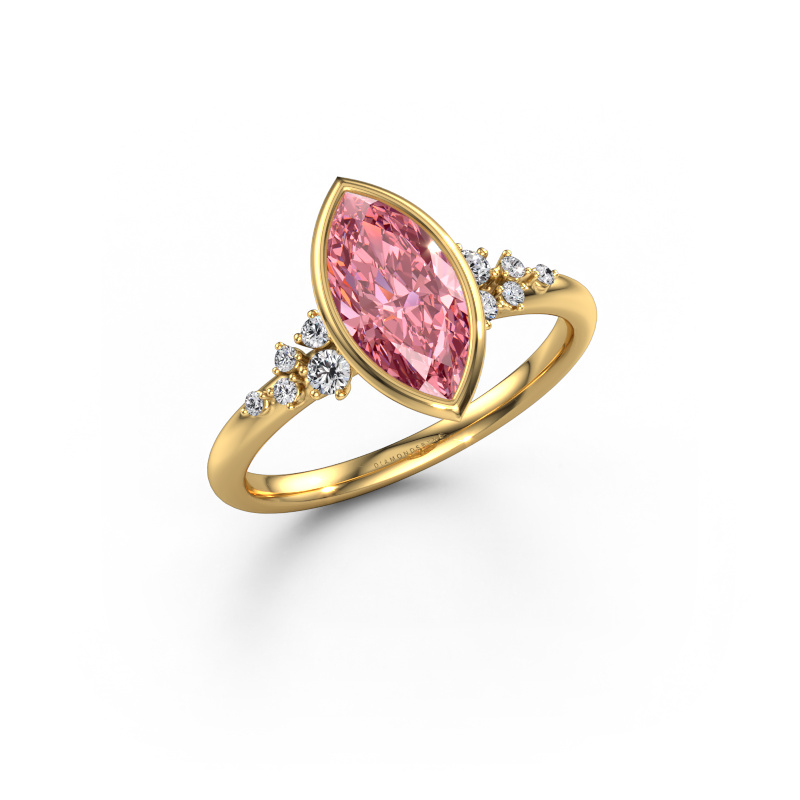 Image of Engagement ring Aliyah MRQ 585 gold Pink lab grown diamond 11x5.5 mm