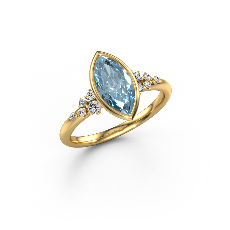 Image of Engagement ring Aliyah MRQ 585 gold Blue lab grown diamond 11x5.5 mm