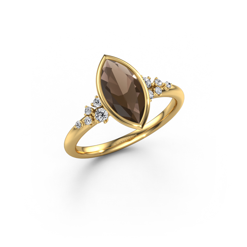 Image of Engagement ring Aliyah MRQ 585 gold Smokey quartz 11x5.5 mm