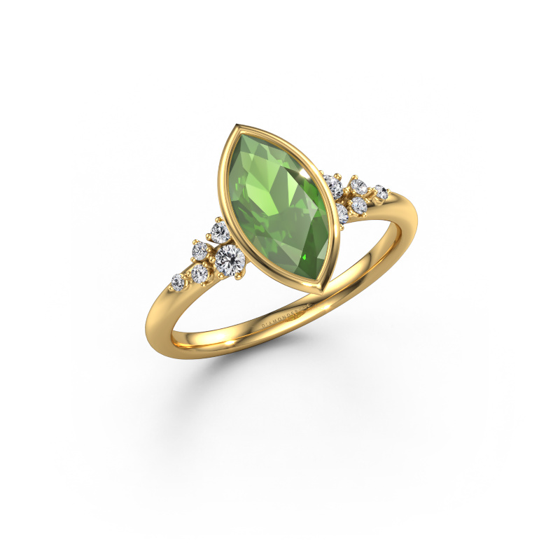 Image of Engagement ring Aliyah MRQ 585 gold Tourmaline green 11x5.5 mm