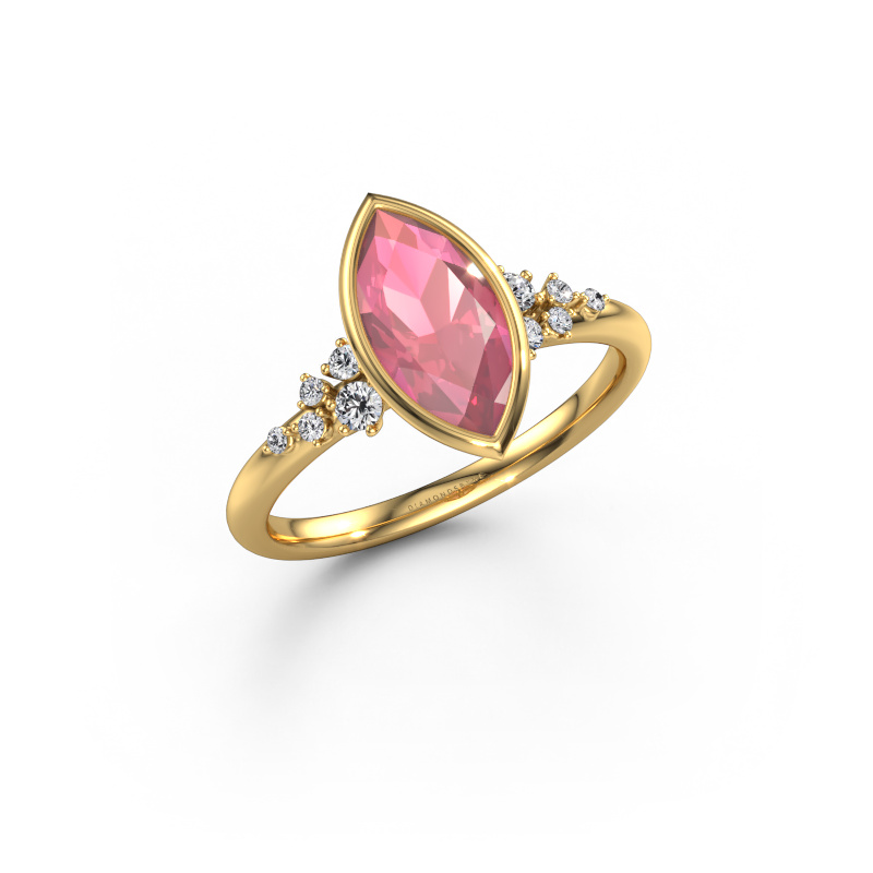 Image of Engagement ring Aliyah MRQ 585 gold Tourmaline pink 11x5.5 mm