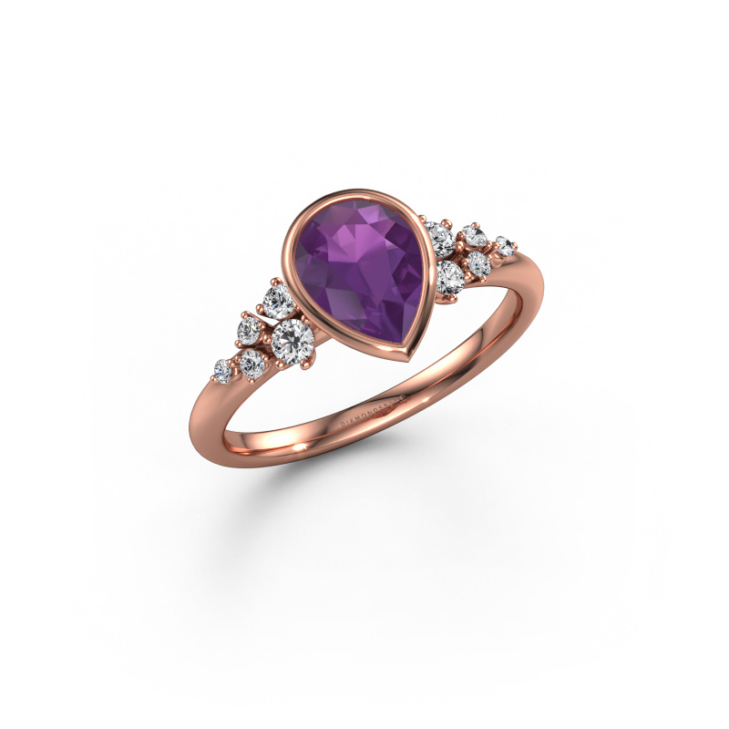 Bild von Verlobungsring Aliyah PER 585 Roségold Amethyst 8x6 mm