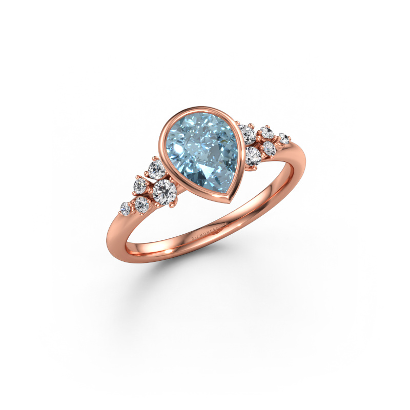 Immagine di Anello di fidanzamento Aliyah PER 585 oro rosa Diamante lab grown blu 8x6 mm