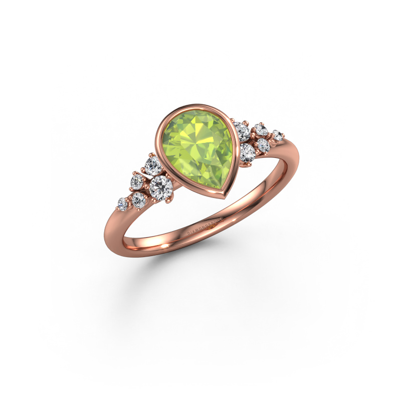 Bild von Verlobungsring Aliyah PER 585 Roségold Peridot 8x6 mm