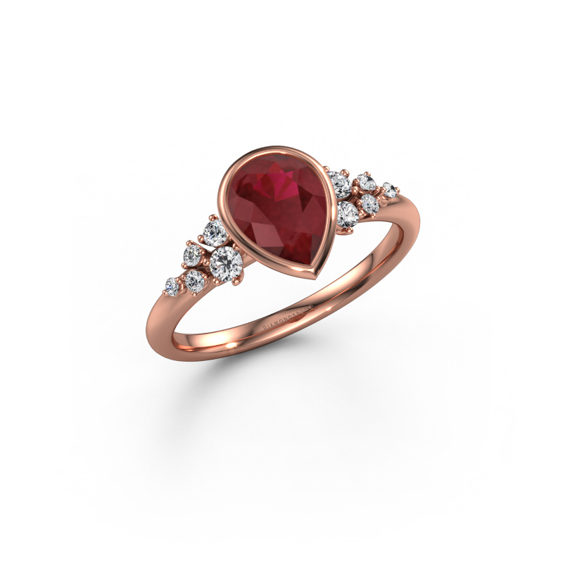 Image de Bague de fiançailles Aliyah PER 585 or rose Rubis 8x6 mm