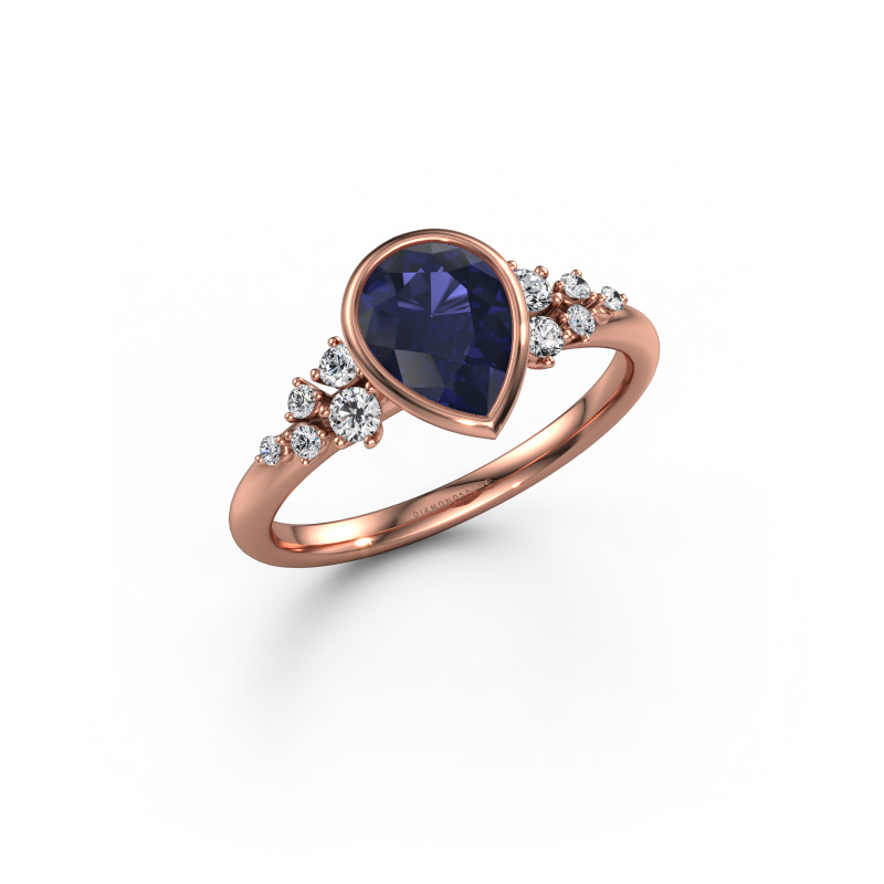 Image of Engagement ring Aliyah PER 585 rose gold Sapphire 8x6 mm