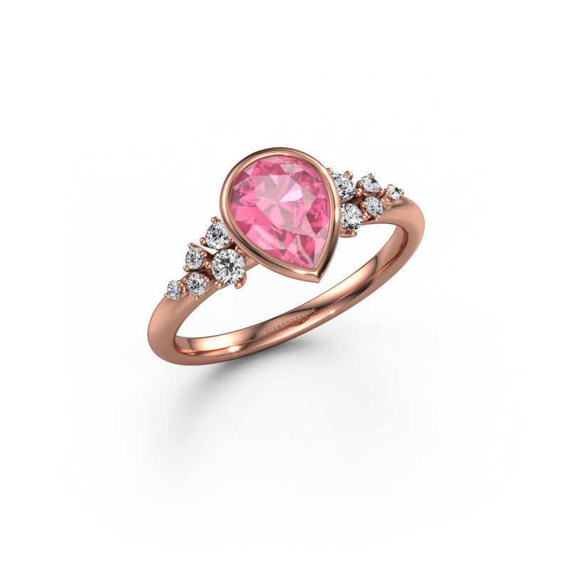Image of Engagement ring Aliyah PER 585 rose gold Pink sapphire 8x6 mm