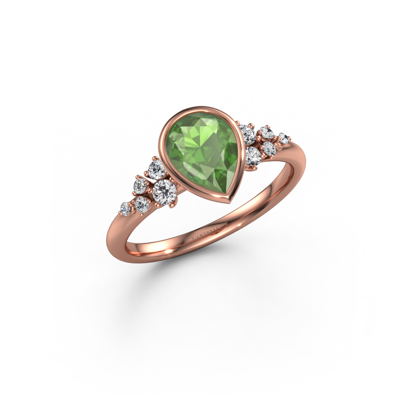 Bild von Verlobungsring Aliyah PER 585 Roségold Turmalin grün 8x6 mm