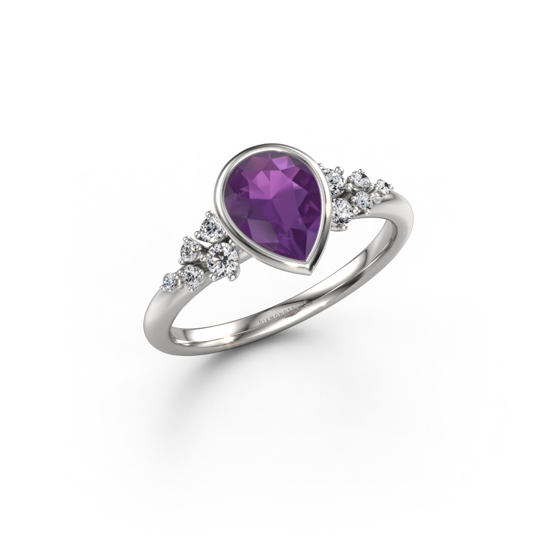 Image of Engagement ring Aliyah PER 585 white gold Amethyst 8x6 mm