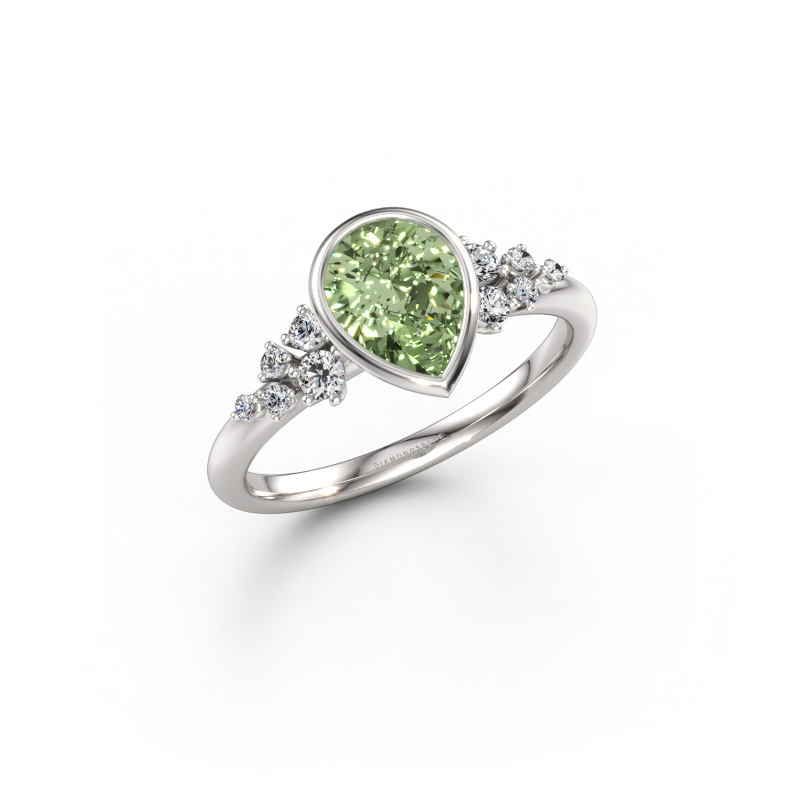 Bild av Förlovningsring Aliyah PER 950 platina Grön labbodlad diamant 8x6 mm