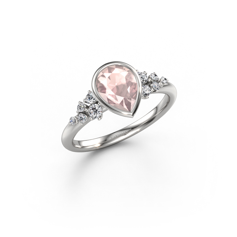 Image of Engagement ring Aliyah PER 950 platinum Morganite champagne 8x6 mm