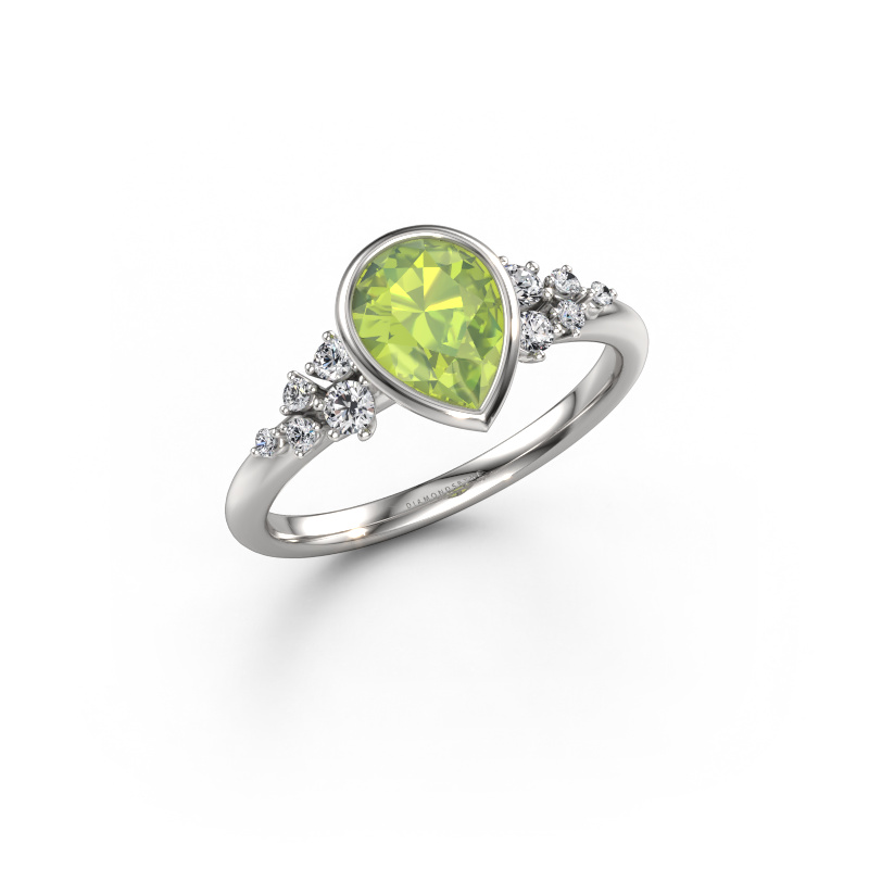 Image of Engagement ring Aliyah PER 585 white gold Peridot 8x6 mm