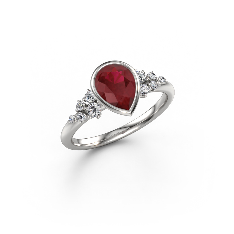 Image of Engagement ring Aliyah PER 950 platinum Ruby 8x6 mm