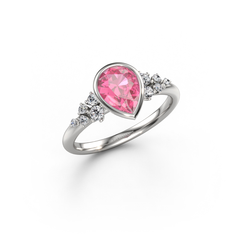 Bild von Verlobungsring Aliyah PER 585 Weißgold Pink Saphir 8x6 mm