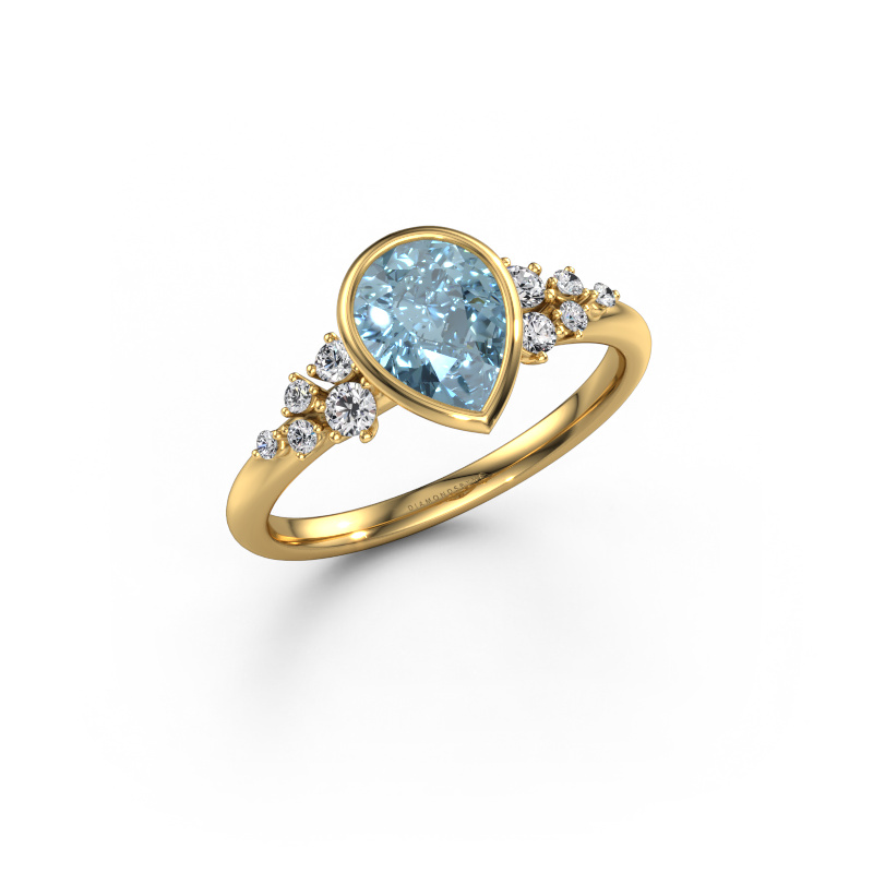 Image de Bague de fiançailles Aliyah PER 585 or jaune Diamant synthétique bleu 8x6 mm