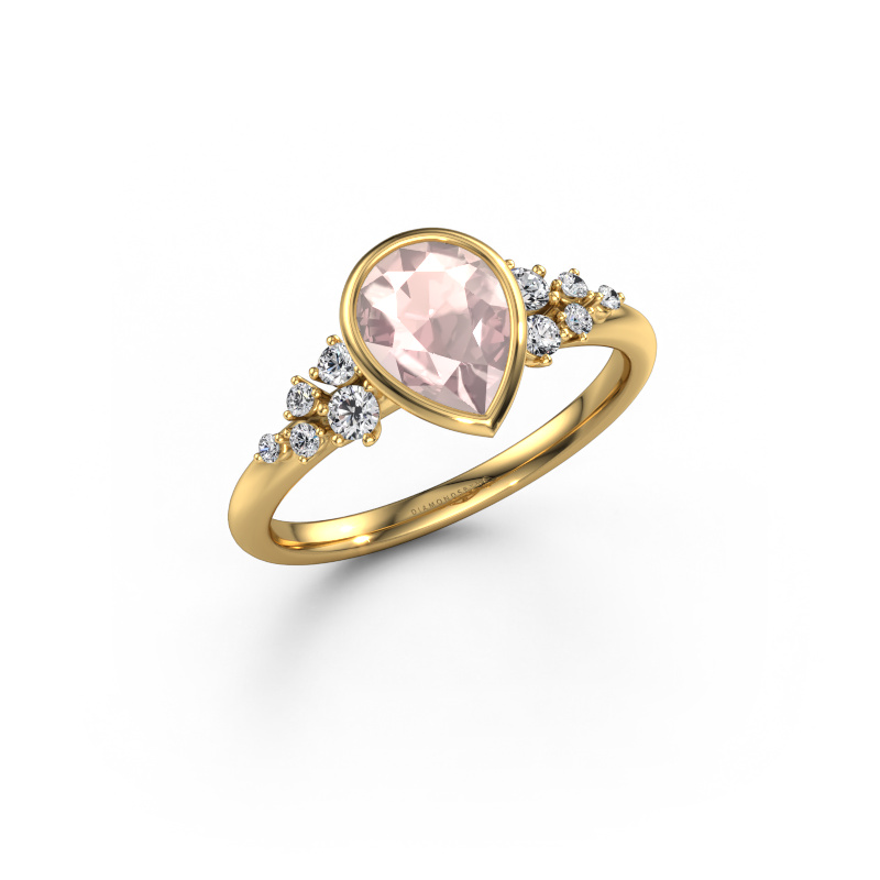 Image of Engagement ring Aliyah PER 585 gold Morganite champagne 8x6 mm