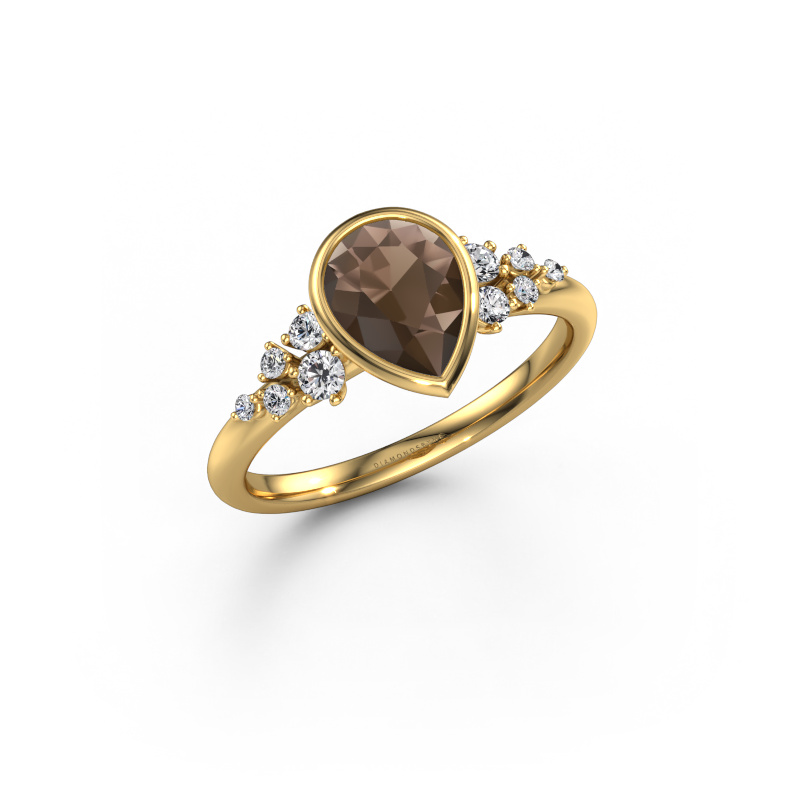 Image of Engagement ring Aliyah PER 585 gold Smokey quartz 8x6 mm