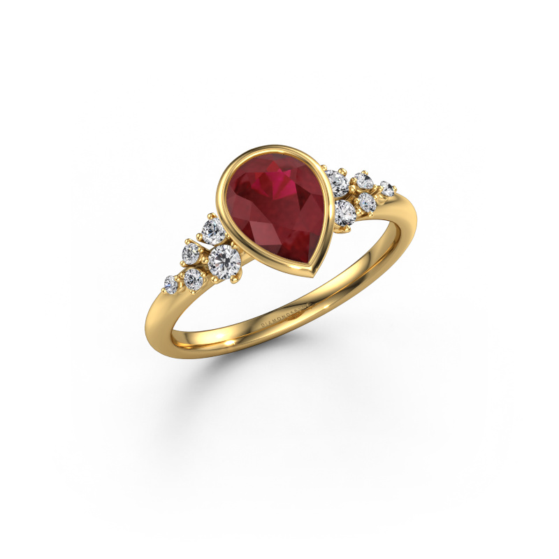Image of Engagement ring Aliyah PER 585 gold Ruby 8x6 mm