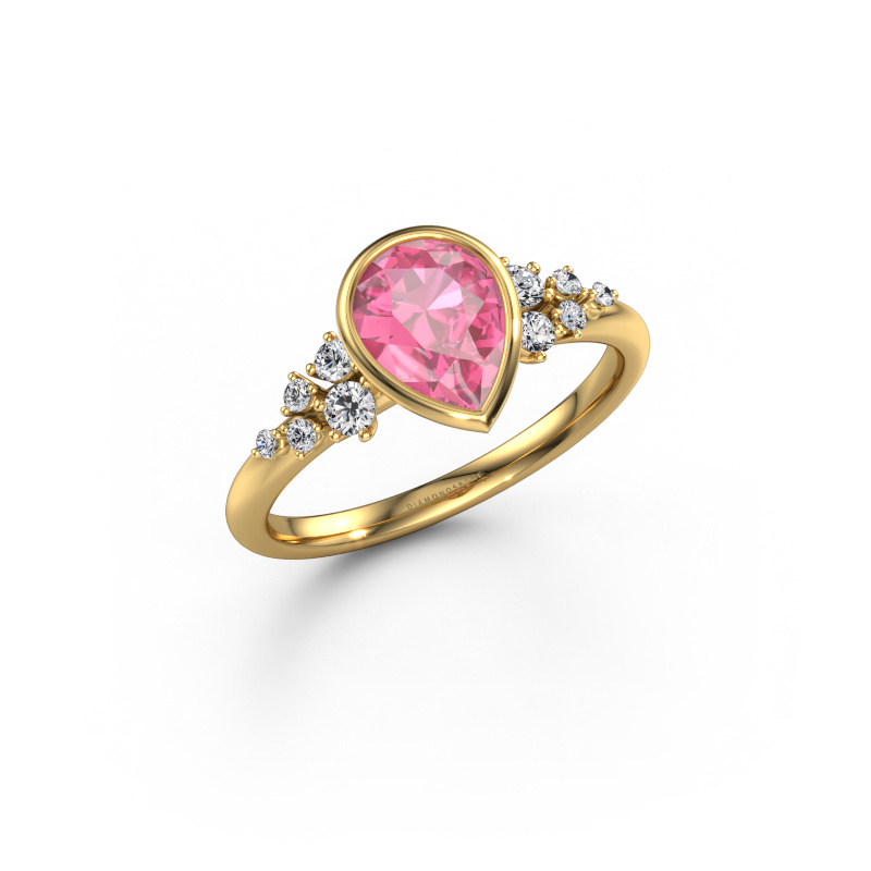 Image of Engagement ring Aliyah PER 585 gold Pink sapphire 8x6 mm