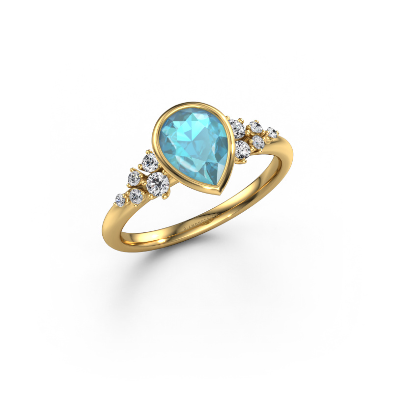 Image of Engagement ring Aliyah PER 585 gold Blue topaz 8x6 mm
