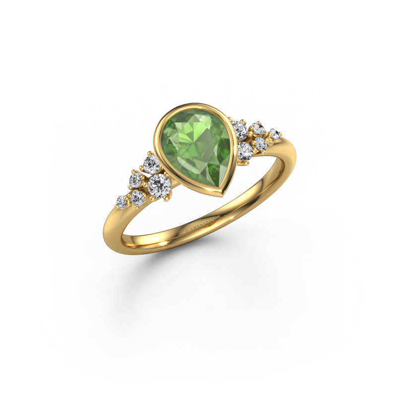 Image de Bague de fiançailles Aliyah PER 585 or jaune Vert tourmaline 8x6 mm