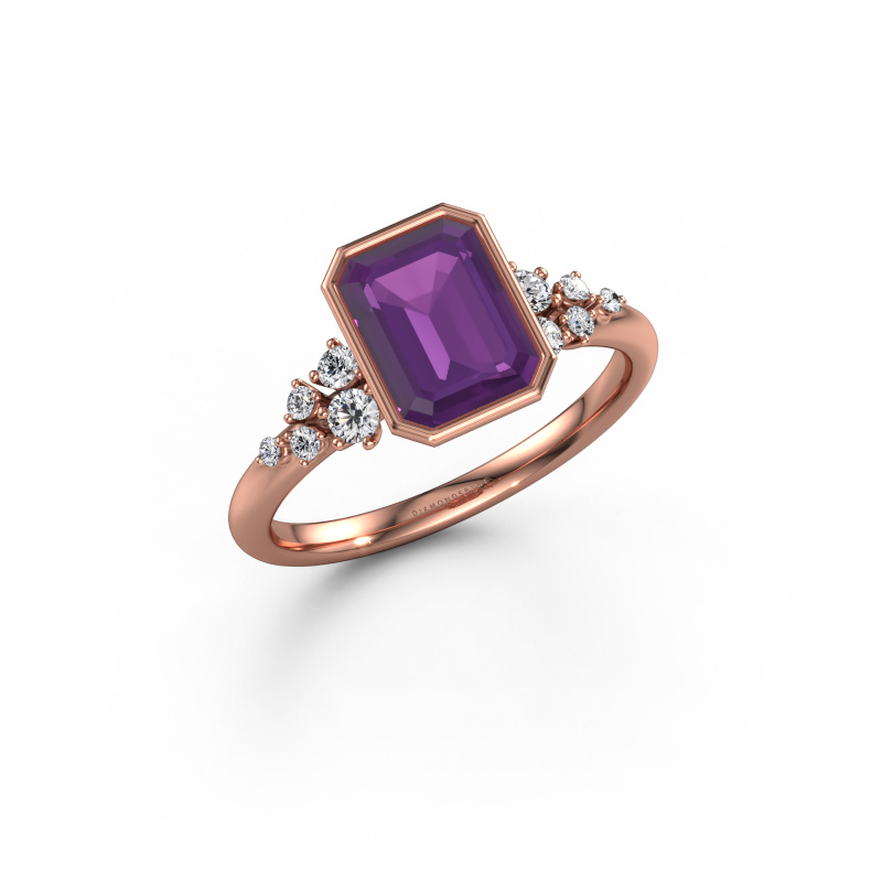 Image of Engagement ring Aliyah EME 585 rose gold Amethyst 8x6 mm