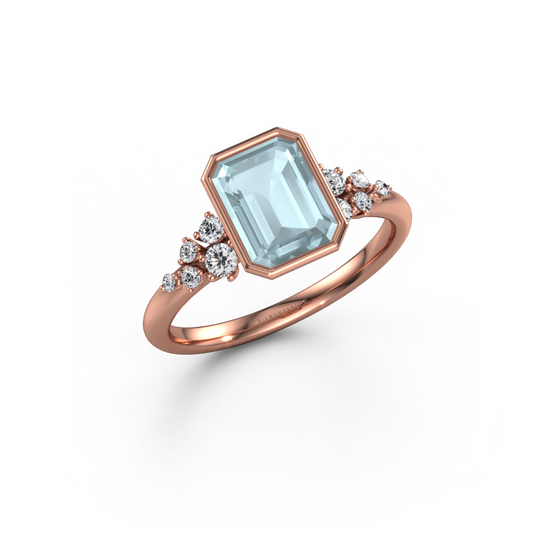 Image of Engagement ring Aliyah EME 585 rose gold Aquamarine 8x6 mm