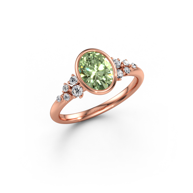 Immagine di Anello di fidanzamento Aliyah OVL 585 oro rosa Diamante lab grown verde 8x6 mm
