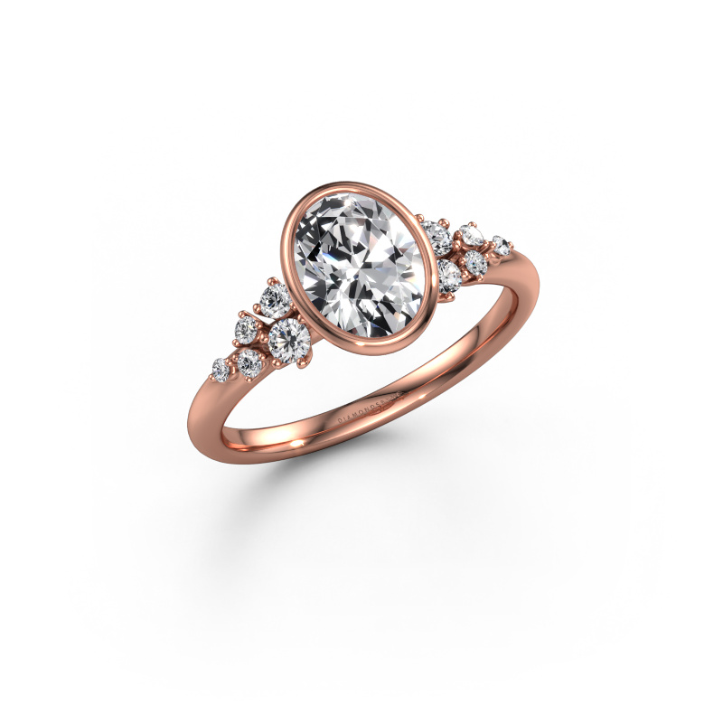 Image of Engagement ring Aliyah OVL 585 rose gold Zirconia 8x6 mm