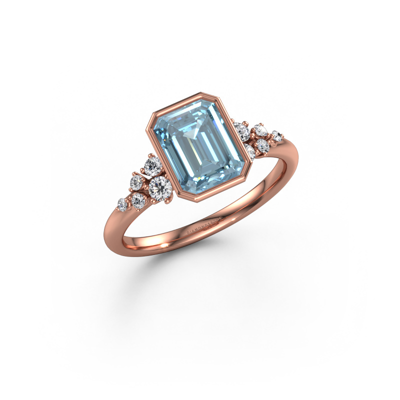 Afbeelding van Verlovingsring Aliyah EME 585 rosé goud Blauwe lab grown diamant 8x6 mm