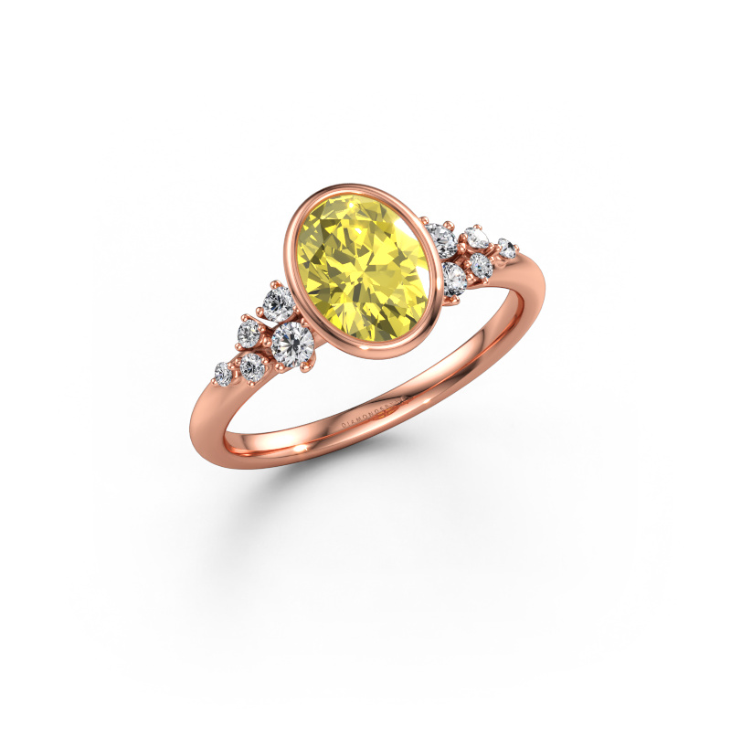 Immagine di Anello di fidanzamento Aliyah OVL 585 oro rosa Diamante lab grown giallo 8x6 mm