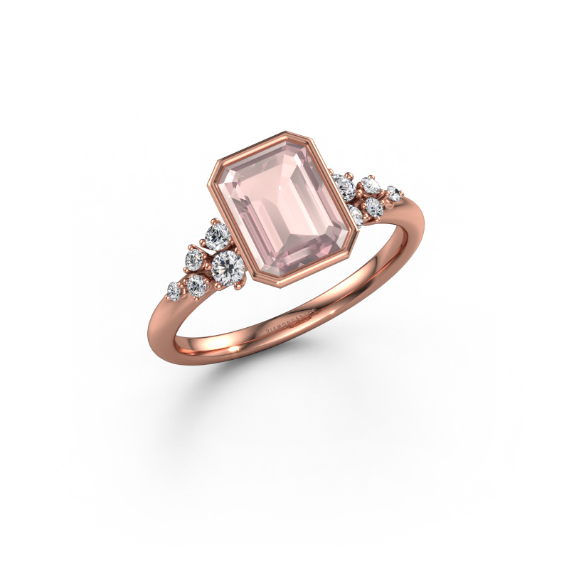 Afbeelding van Verlovingsring Aliyah EME 585 Rosé goud Morganiet champagne 8x6 mm
