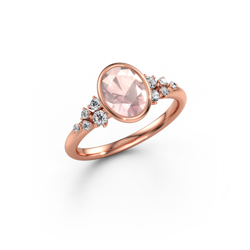 Immagine di Anello di fidanzamento Aliyah OVL 585 oro rosa Morganite champagne 8x6 mm