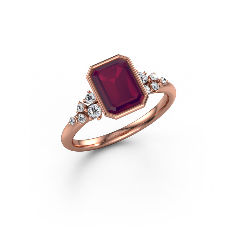 Image of Engagement ring Aliyah EME 585 rose gold Rhodolite 8x6 mm