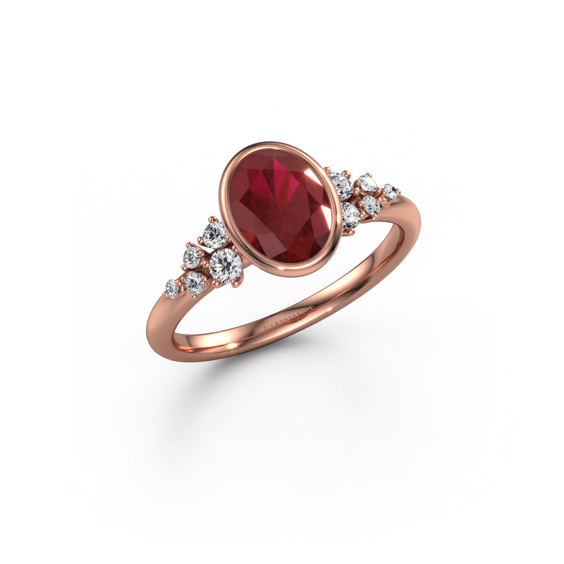 Image de Bague de fiançailles Aliyah OVL 585 or rose Rubis 8x6 mm