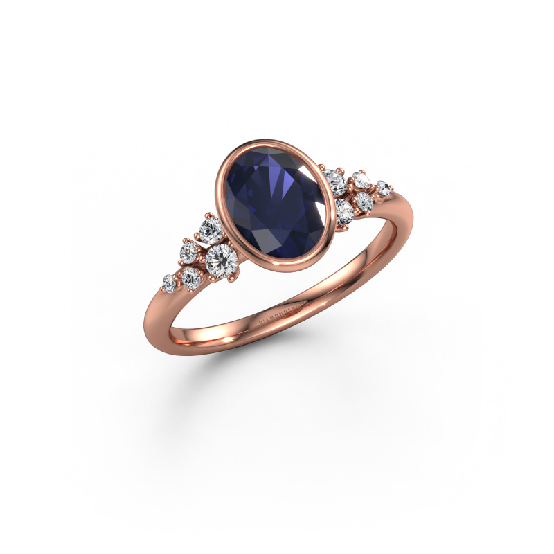 Image of Engagement ring Aliyah OVL 585 rose gold Sapphire 8x6 mm