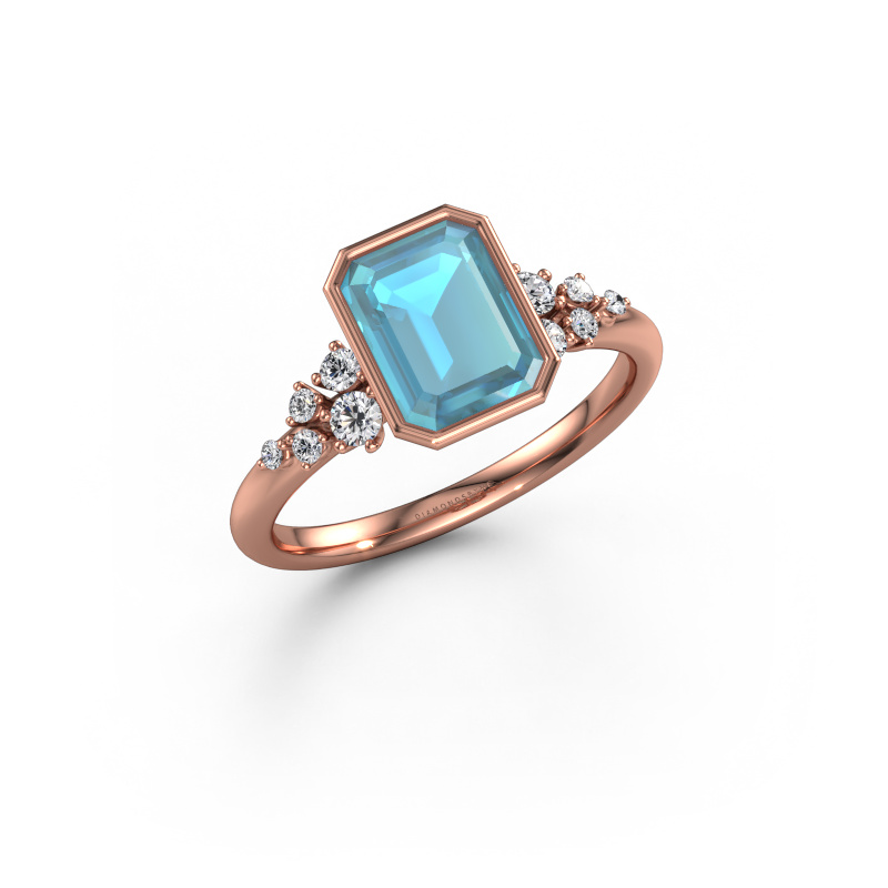 Image of Engagement ring Aliyah EME 585 rose gold Blue topaz 8x6 mm