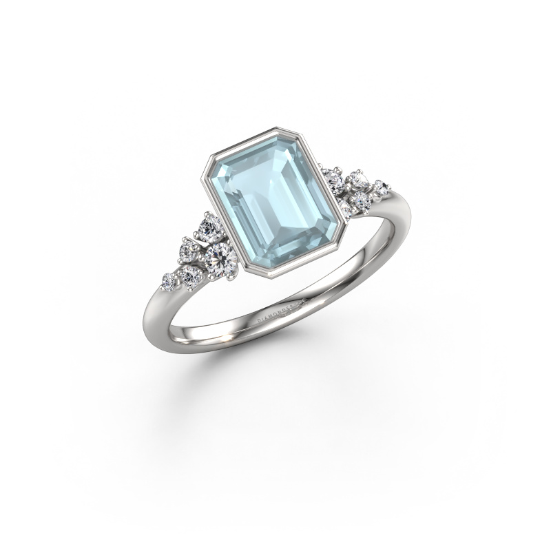 Bild von Verlobungsring Aliyah EME 950 Platin Aquamarin 8x6 mm