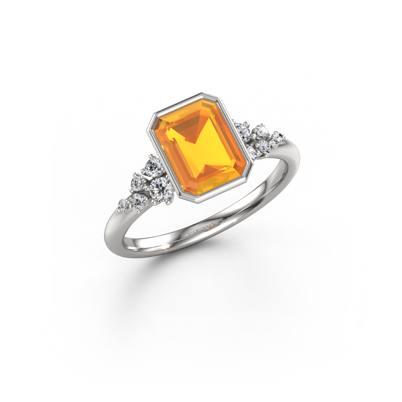 Bild von Verlobungsring Aliyah EME 585 Weißgold Citrin 8x6 mm