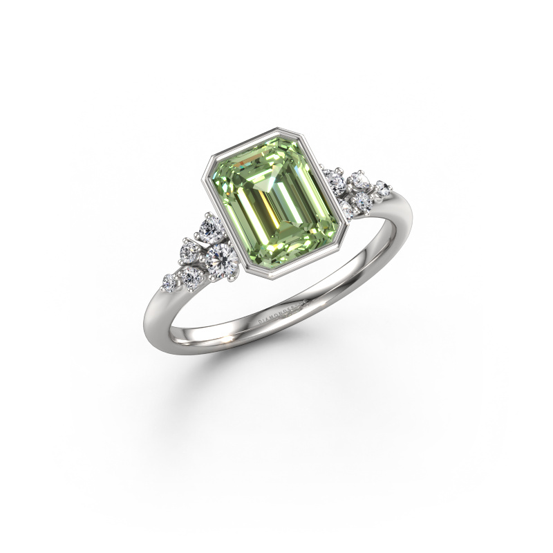 Afbeelding van Verlovingsring Aliyah EME 950 platina Groene lab grown diamant 8x6 mm