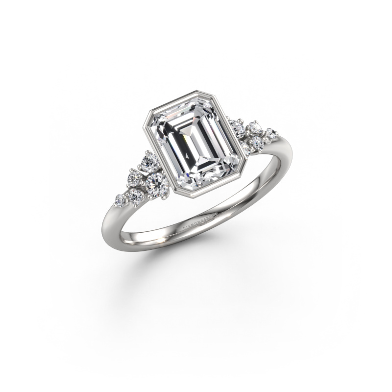 Afbeelding van Verlovingsring Aliyah EME 950 platina Zirkonia 8x6 mm