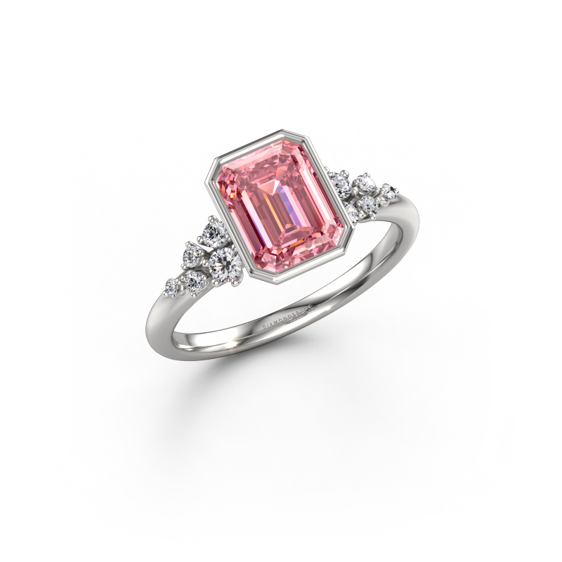 Afbeelding van Verlovingsring Aliyah EME 950 Platina Roze lab grown diamant 8x6 mm