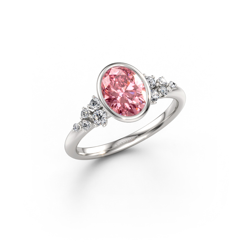 Immagine di Anello di fidanzamento Aliyah OVL 585 oro bianco Diamante lab grown rosa 8x6 mm