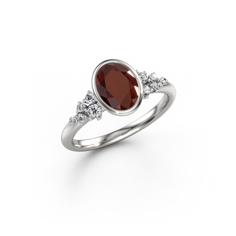 Image of Engagement ring Aliyah OVL 950 platinum Garnet 8x6 mm