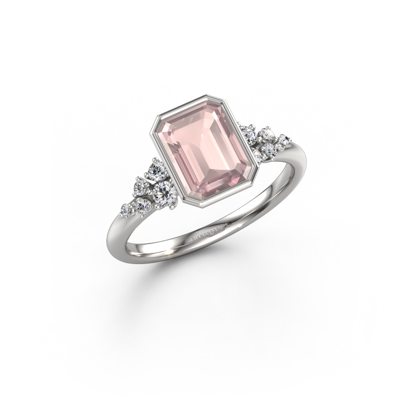 Afbeelding van Verlovingsring Aliyah EME 950 Platina Morganiet champagne 8x6 mm